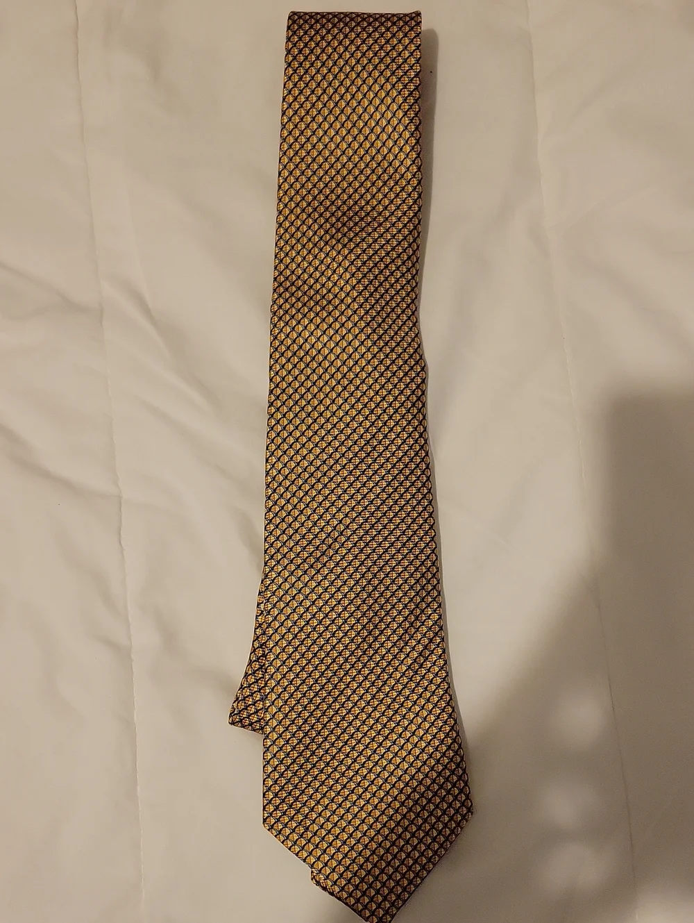 Ermenegildo Zegna Gold and Black Geometric Silk Tie